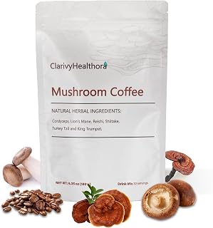 Mushroom Coffee, Mushrooms Herbal Supplements for Better Focus, Energy, Digestion, Skin, and Immunity 30 Servings