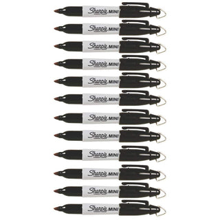 Mini Permanent Markers by Sharpie – 1 Count (Pack of 12), Plastic (Body), Felt (Tip), Black, Pack of 12, Model 1971844