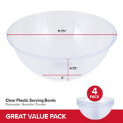 150 oz Clear Plastic Serving Bowls (4 Pack) Disposable Candy Dishes by Stock Your Home – 150 oz, 150.0 fluid_ounces, Plastic, Clear, Pack of 4