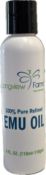 ® Emu Oil for Hair and Body - 100% Pure & Refined Emu Oil for Skin & Hair Care | Premium Quality Hydration & Nourishment | 4 Fl. Oz by Longview Farms – 4 Fl Oz (Pack of 1)