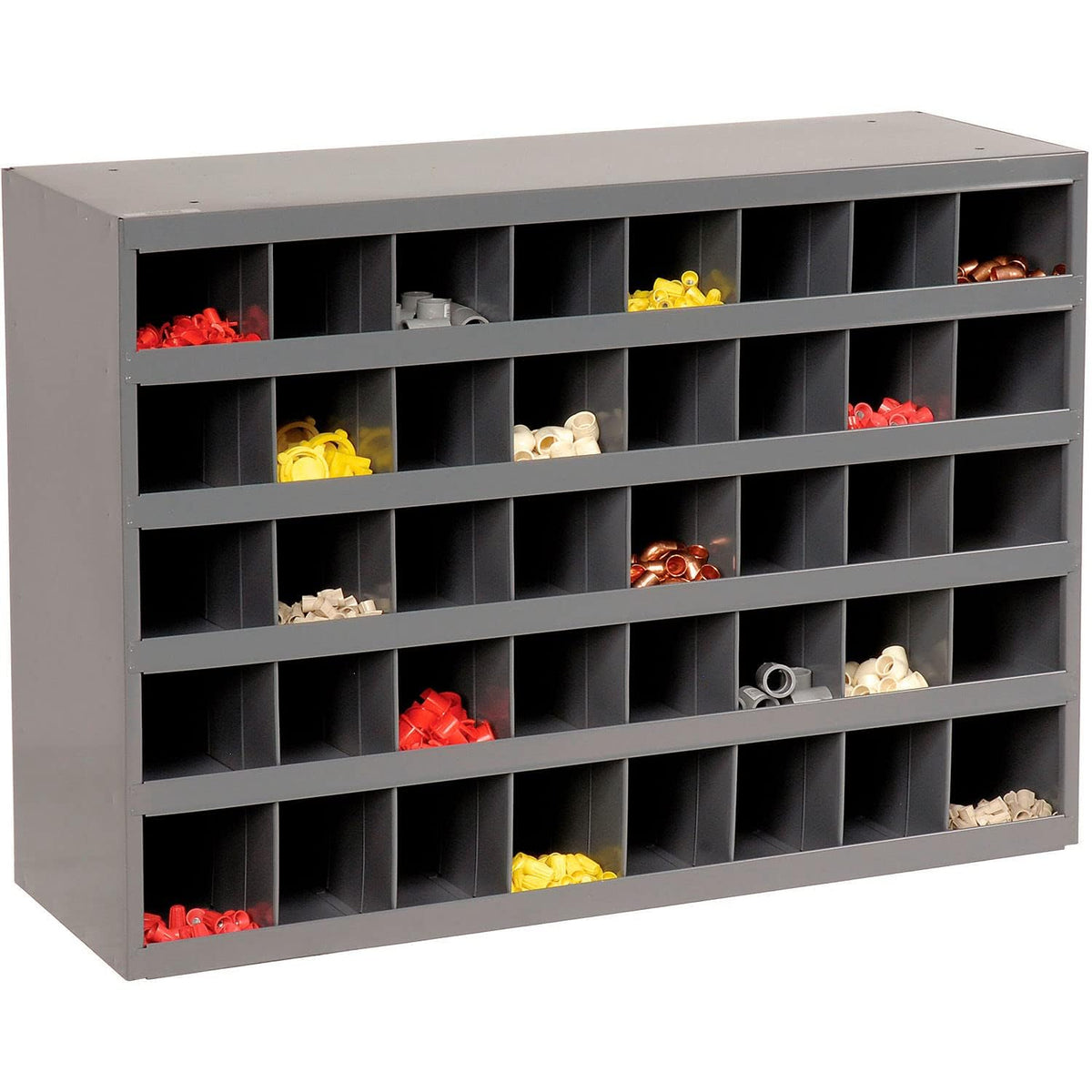 Gray Cold Rolled Steel 40 Opening Bin with Slope Self Design by Durham – 12"L x 33.75"W x 24"H, Steel, Gray, Model 359-95