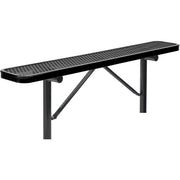 Global Industrial 6' Outdoor Steel Flat Bench – Expanded Metal, In Ground Mount, Black
