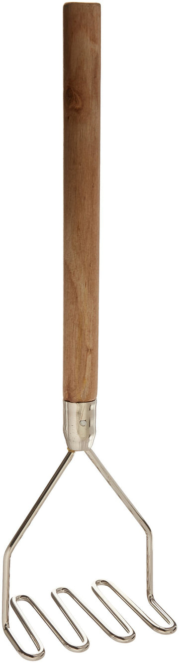Square Potato Masher by Winco – 4.5 " x 18", Nickel Plated, Silver, Model PTM-18S