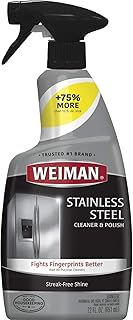 Weiman Stainless Steel Cleaner and Polish - Streak-Free Shine for Refrigerators, Dishwasher, Sinks, Range Hoods and BBQ grills, 22 Fl Oz