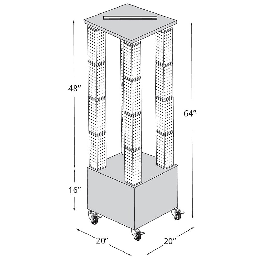 20" W x 64" H x 20" D Multi-Tower Pegboard Floor Display in Solid Black by Azar Displays – Plastic, Black, Model 700228-BLK