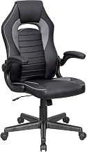 Global Industrial Racing/Gaming Chair, Mid Back, Synthetic Leather, Black/Gray