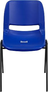 Flash Furniture HERCULES Series 440 lb. Capacity Kid's Navy Ergonomic Shell Stack Chair with Black Frame and 14" Seat Height