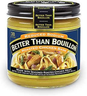 Better Than Bouillon Reduced Sodium Roasted Chicken Base, Made with Seasoned Roasted Chicken & Less Sodium, 38 Servings Per Jar 8 Ounce (Pack of 6)