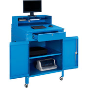 Mobile Cabinet Shop Desk by Global Industrial – Steel, Blue, Model 300912CBL
