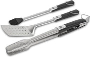 PIT BOSS Grills Soft Touch 3 Piece Tool Set, Stainless | Includes: Locking tongs, spatula, and silicone basting brush