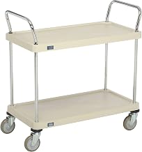 Plastic Utility Cart w/2 Shelves & Poly Casters by Nexel – Plastic, Tan, Model 1836P2SP