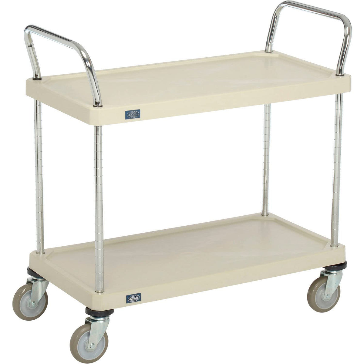 Plastic Utility Cart w/2 Shelves & Poly Casters by Nexel – Plastic, Tan, Model 1836P2SP