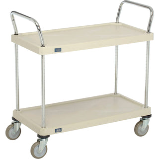 Plastic Utility Cart w/2 Shelves & Poly Casters by Nexel – Plastic, Tan, Model 1836P2SP