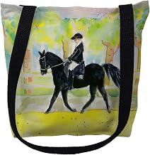 Betsy Drake TY141S 13 x 13 in. Black Horse & Rider Small Tote Bag