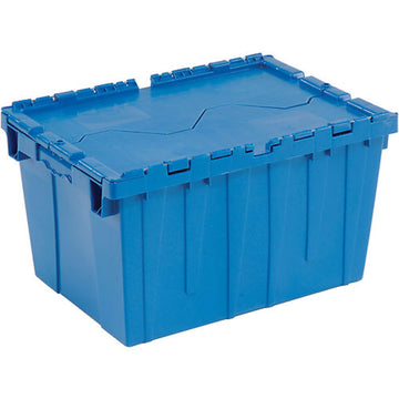 Plastic Distribution Container With Hinged Lid by Global Industrial – 24"L x 21"W x 12.5"H, 2.4 cubic_feet, Plastic, Blue, Model DC2420-12BLUE