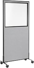Global Industrial 36-1/4"W x 75" H Mobile Office Partition Panel with Partial Window, Gray