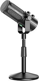 FIFINE AmpliTank TANK6S Vocal Dynamic Microphone XLR/USB Desktop Mic | Podcast Microphone with Height-Adjustable Stand, Mute, Monitoring, Studio Metal, for Streaming Content Creation Recording
