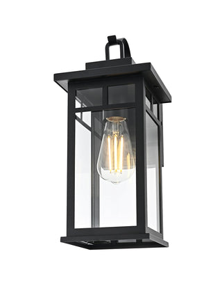 Mercer One Light Outdoor Wall Sconce Black by Lighting Design – Iron, Black, Model OD313W16BK