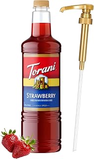 Torani Strawberry Syrup 1L with Pump – Flavoring for Coffee & Cocktails