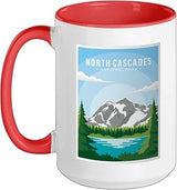 North Cascades National Park Ceramic Mug, Red/White, 15oz