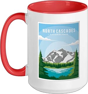 North Cascades National Park Ceramic Mug, Red/White, 15oz