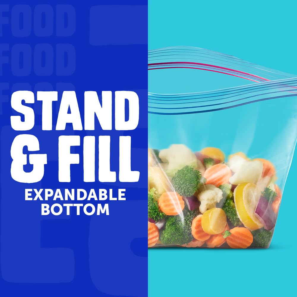 Half Gallon Food Storage Freezer Bags by Ziploc – Half Gallon, 1.89 liters, Pack of 9, Model 386241