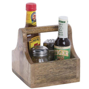 Condiment Caddy Mango Wood - 6"L x 5 3/4"W x 6"H by HUBERT – 6"L x 5 3/4"W x 6"H, Wood, Brown, Model 72588