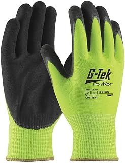 16-340LG/XL G-Tek PolyKor Hi-Vis SE Amless Knit Blended Glove with Double-Dipped Micro-Surface Grip, XL Size, Nitrile, Lime Green (Pack of 12)