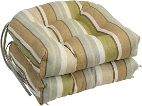 Blazing Needles 916X16US-T-6CH-OD-177 16 in. Spun Polyester Outdoor U-Shaped Tufted Chair Cushions Mcshetla Hazel - Set of 6