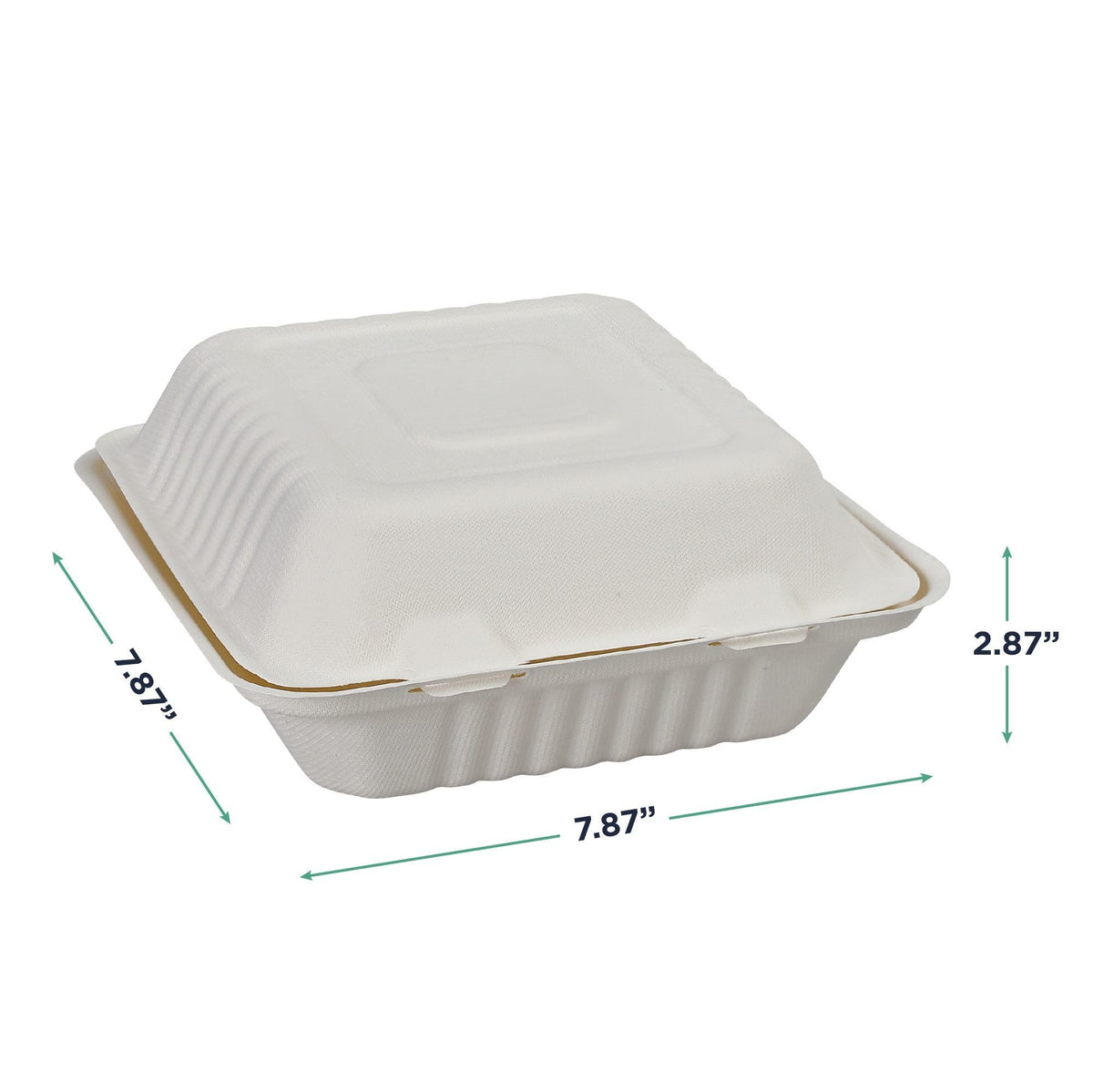 Compostable 8" Soak Proof Clamshell To Go Containers by ECO PRODUCTS – 8", 35.5 ounces, Molded Fiber, white, Pack of 200