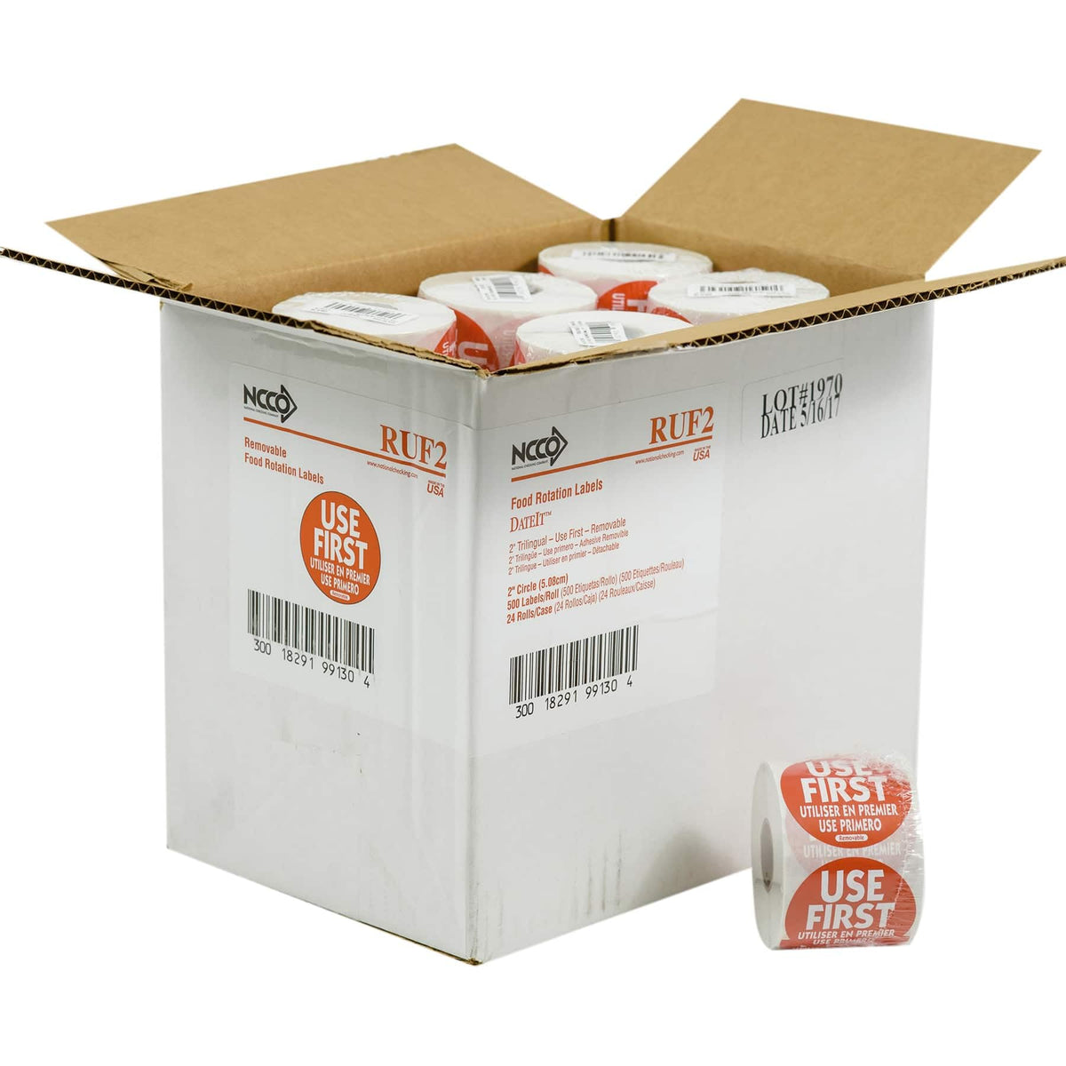 National Checking Company Use First Removable Label by NCCO – 2", Sticker, red, Pack of 500, Model RUF2