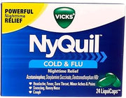 Vicks NyQuil Cold & Flu Nighttime Relief LiquiCaps 24 ea (Pack of 4)