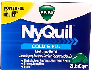 Vicks NyQuil Cold & Flu Nighttime Relief LiquiCaps 24 ea (Pack of 4)