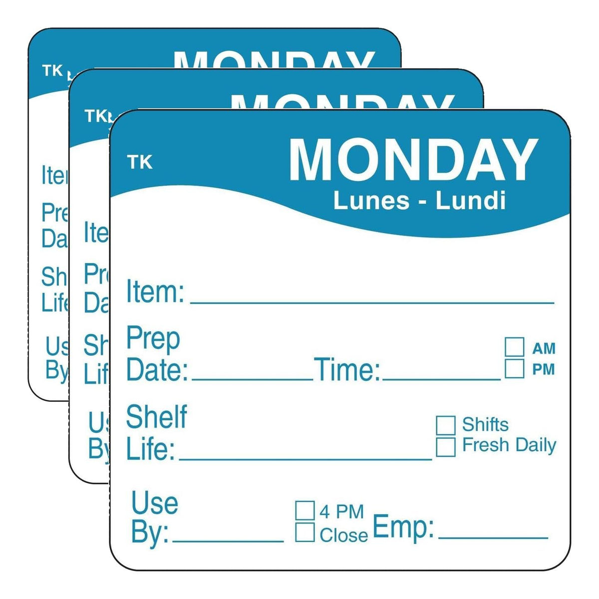 ToughMark IT114368-1-MON Trilingual Repositionable Label by DayMark Safety Systems – 2 x 2 inch (Pack of 3), Synthetic, Blue, Pack of 1500, Model IT1143681