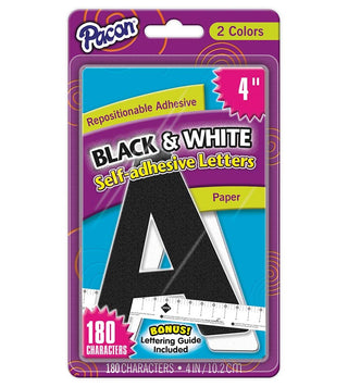 ® Self-Adhesive Paper Letters - Repositionable Adhesive Strip by Pacon – 4", Black & White, Model 1644