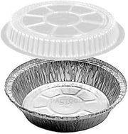 Handi-Foil 7" Round Aluminum Foil Take-Out Pan Containers w/Clear Plastic Dome Lid 500/Pk (pack of 500)