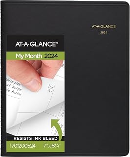 AT-A-GLANCE 2024 Monthly Planner, 7" x 8-3/4", Medium, Black (701200524)