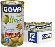 Foods Manzanilla Olives Stuffed with Anchovies by Goya – 5.25 Ounce (Pack of 12), Pack of 12, Model 00083241