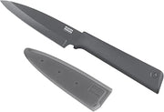 Kuhn Rikon Colori+ Non-Stick Straight Paring Knife with Safety Sheath, 19 cm, Grey