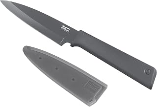 Kuhn Rikon Colori+ Non-Stick Straight Paring Knife with Safety Sheath, 19 cm, Grey