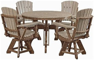 American Furniture Classics Model DR130WWTB-K Five Piece Round Dining Height Dining Set in Weatherwood with a Tudor Brown Base, Made in The USA
