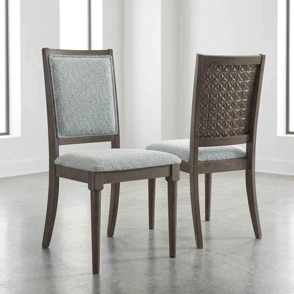 Polyester-Upholstered Mid-Century Modern Dining Side Chair Set of by Furnifact – Wood, Brown, Pack of 2
