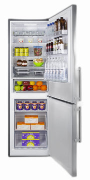 24" Wide Bottom Freezer Refrigerator 10 Cu.ft. of Storage Capacity by Summit Appliance – 32.00x30.00x55.00, 10.6 cubic_feet, In Description, Silver, Model FFBF249SS2