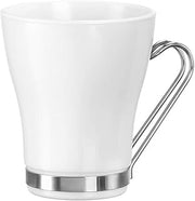 Bormioli Rocco 400892GRS021990 Cappuccino Opal with Stainless Steel Handle, 7.5 oz, White