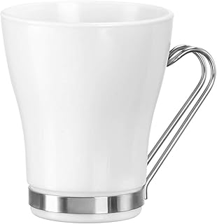 Bormioli Rocco 400892GRS021990 Cappuccino Opal with Stainless Steel Handle, 7.5 oz, White