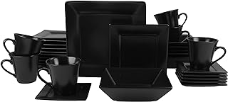 10 Strawberry Street Nova Square 30 pc Dinnerware Set, Matte Black