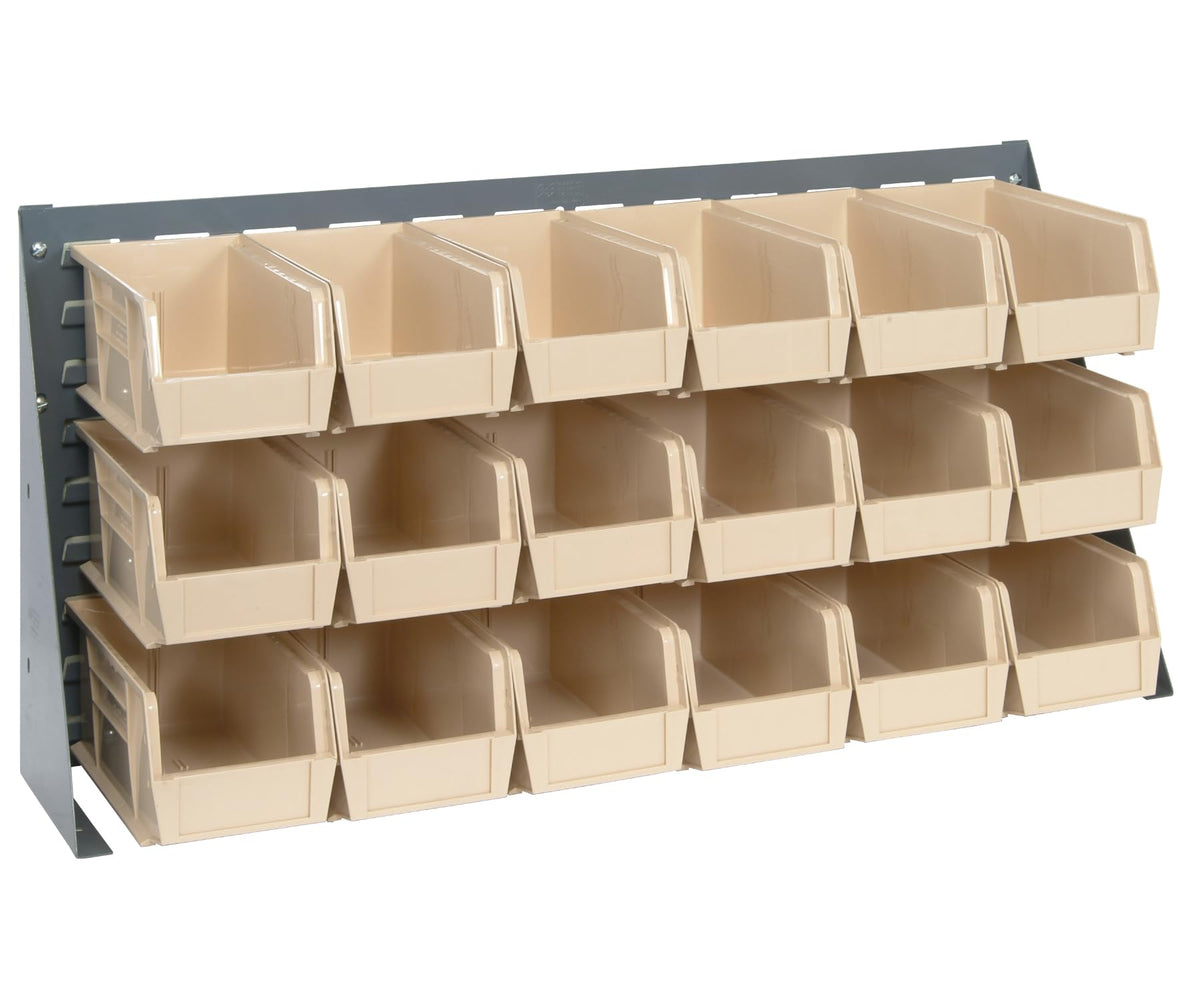 QUANTUM STORAGE SYSTEMS Ivory / 19" H x 36" W x 8" D / 11" L x 6" W x 5" H 18 Ultra Ivory Bins Storage Racks