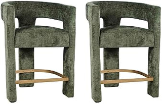 Jofran Gwen Forest Upholstered Counter Stool with Arms – Versatile Barstools – Stylish Seating for Kitchen Dining Room or Home Bar, Natural, Modern Counter Stools, Set of 2