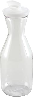 Winco 1 L Clear Plastic Decanter with Lid | Dishwasher safe, BPA-free, Flip-top lid, NSF certified, Restaurant service, Great for Water, Wine, Tea and Table Service
