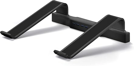 DAC Non-Skid Laptop 4-Port USB 3.0 Hub Notebook Stand, 3"x9.8"x12.1", Black